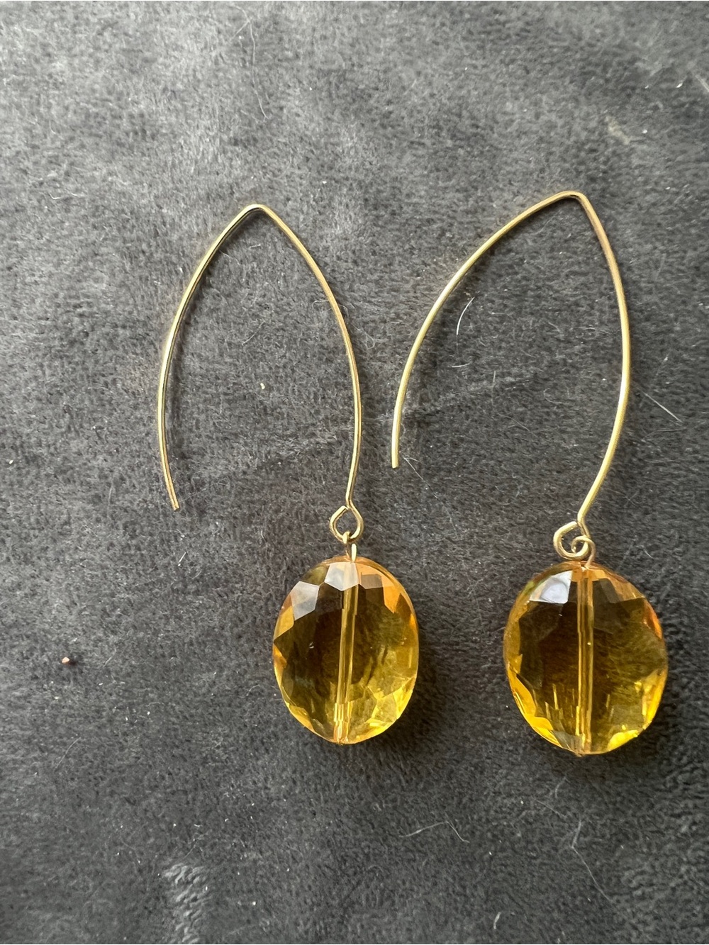 Katia Designs Gold-Tone Drop Earrings with Yellow Faceted Stones